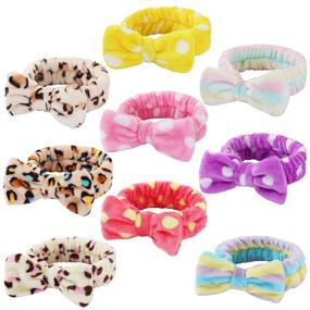 img 4 attached to 9 Pcs Spa Headband Soft Bow Hair Band: Women's Facial Skincare, Makeup & Shower Headbands