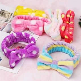 img 3 attached to 9 Pcs Spa Headband Soft Bow Hair Band: Women's Facial Skincare, Makeup & Shower Headbands