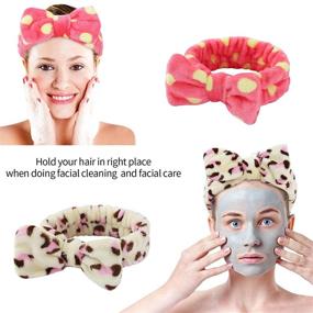 img 1 attached to 9 Pcs Spa Headband Soft Bow Hair Band: Women's Facial Skincare, Makeup & Shower Headbands