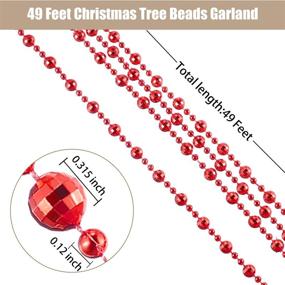 img 3 attached to Vibrant Red Pangda 49 Feet Christmas Tree Beads Garland Strands for Festive Wreath Décor & Centerpieces