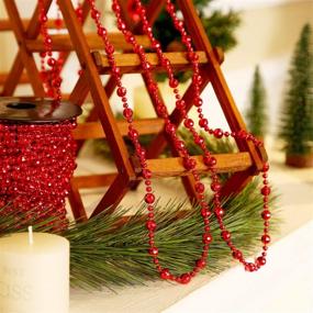 img 2 attached to Vibrant Red Pangda 49 Feet Christmas Tree Beads Garland Strands for Festive Wreath Décor & Centerpieces