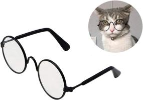 img 4 attached to 🕶️ YAODHAOD Small Dog Cat Sunglasses, Retro Round Metal Prince Princess Sunglasses, Photo Props Toys for Puppy Cat Teacher Bachelor Cosplay Glasses