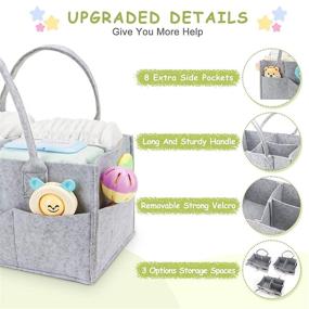 img 1 attached to Diaper Caddy Organizer - Baby Nursery Storage Solution, Felt Diaper Organizer with Handle, Portable Baby Basket for Changing Table, Ideal for Indoor and Outdoor Use