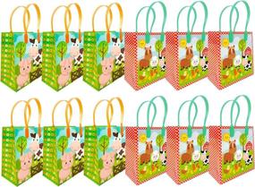 img 4 attached to 🐮 Farm Animal Party Favor Treat Bags - Cute Tiny Mills Barnyard Farm Animals Design for Toddler Birthday Celebration! (Pack of 12)