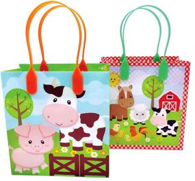 img 2 attached to 🐮 Farm Animal Party Favor Treat Bags - Cute Tiny Mills Barnyard Farm Animals Design for Toddler Birthday Celebration! (Pack of 12)