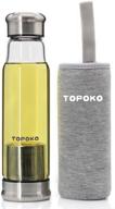 🍶 topoko 18.5oz stylish borosilicate glass water bottle with infuser - top quality & eco-friendly design gray nylon sleeve included логотип