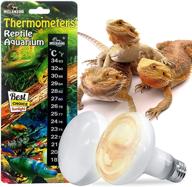 mclanzoo reptile heat bulb 2 pack uva light 100w lamp - ideal for lizard, tortoise, bearded dragon, hedgehogs, and amphibians! includes stick-on digital temperature thermometer logo