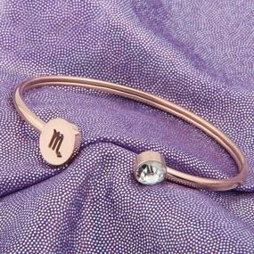 img 2 attached to Zuo Bao Minimalist Rose Gold Zodiac Sign Cuff Bracelet with Birthstone - Ideal Birthday Gift for Women and Girls