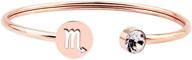 zuo bao minimalist rose gold zodiac sign cuff bracelet with birthstone - ideal birthday gift for women and girls logo