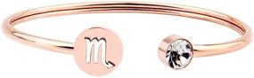 img 4 attached to Zuo Bao Minimalist Rose Gold Zodiac Sign Cuff Bracelet with Birthstone - Ideal Birthday Gift for Women and Girls