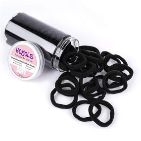 img 4 attached to 💁 50pcs HOYOLS Large Black Cotton Hair Ties - Elastic Ponytail Holder for Heavy Curly Thick Hair, Soft Hair Band, No Crease Seamless Scrunchies Headbands