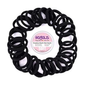 img 3 attached to 💁 50pcs HOYOLS Large Black Cotton Hair Ties - Elastic Ponytail Holder for Heavy Curly Thick Hair, Soft Hair Band, No Crease Seamless Scrunchies Headbands