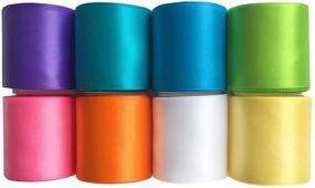 img 4 attached to LaRibbons Spring, Summer, and Easter Solid Color Satin Ribbon (24 Rolls - 3/8 inch by 1-1/2 inch) - Bright Satin Ribbon