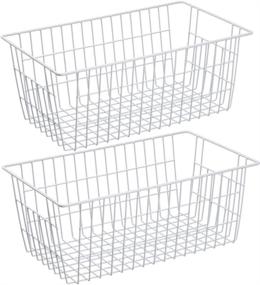 img 4 attached to 🗄️ SANNO Wire Storage Baskets - Large Organizer Bins with Handles for Kitchen Cabinets, Pantry, Bathroom, and More - White