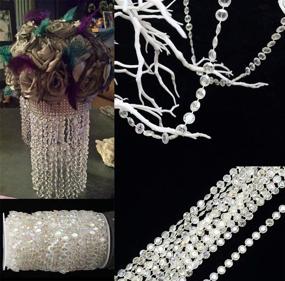 img 2 attached to 💎 Clear Acrylic Crystal Beads Diamond Garland Strands Rhinestone by Roll - Ideal for DIY Doorway Beads String Curtain, Wedding, Birthday Party Decorations, Arts and Crafts Projects (2 Pack of 99 Ft/33 Yards)