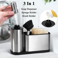 🧼 odesign bathroom soap dispensers with sink caddy - stainless steel organizer for countertop with sponge holder, dish soap dispenser, and spare brush - rustproof logo