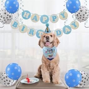 img 3 attached to 🎉 GAGILAND Dog Birthday Bandana Hat with 1-9 Figures Party Supplies Decoration - Banner, Balloon, Hanging Swirls for 1st Birthday, Dog Boy, Girl