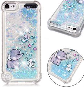 img 3 attached to 🐘 CAIYUNL Glitter Liquid Quicksand iPod Touch 6 Case - Blue Elephant, Protective Cute Cover for iPod Touch 6th Gen/5th Gen