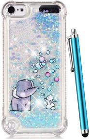 img 4 attached to 🐘 CAIYUNL Glitter Liquid Quicksand iPod Touch 6 Case - Blue Elephant, Protective Cute Cover for iPod Touch 6th Gen/5th Gen