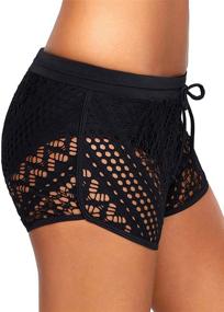 img 1 attached to 🩱 XAKALAKA High Waist Women's Laser Cut Swim Short with Panty - S-2XL