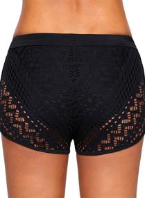 img 2 attached to 🩱 XAKALAKA High Waist Women's Laser Cut Swim Short with Panty - S-2XL