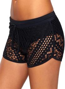 img 3 attached to 🩱 XAKALAKA High Waist Women's Laser Cut Swim Short with Panty - S-2XL