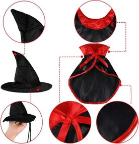 img 2 attached to 🎃 Frienda Halloween Pet Costume Set - Pet Cape Vampire Costume Cloak and Witch Hat for Cat Puppy Cosplay Party Supplies