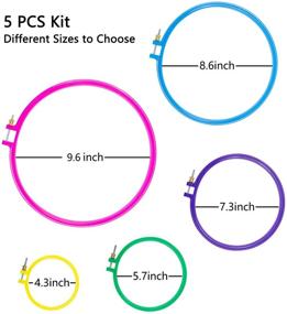 img 1 attached to 🌈 Multicolor Plastic Cross Stitch Frame Kit: 5-Piece Embroidery Hoop Set for Stamped Cross Stitch Kits