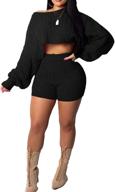 👙 junboon women's strappy v neck knit crop tops and tie waisted shorts summer beach cover up - 2 piece outfits logo