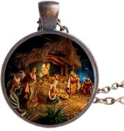 christian glass dome 🎄 necklace with christmas nativity scene logo