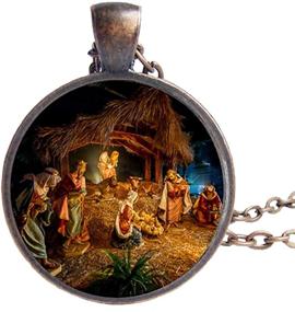 img 4 attached to Christian Glass Dome 🎄 Necklace with Christmas Nativity Scene