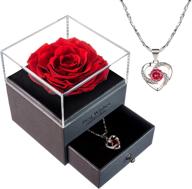 🌹 eternal enchanted forever preserved rose lovappy: a romantic gift for her - red infinity rose in love box with necklace logo