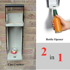 img 2 attached to 🔨 Metal Can Crusher - Heavy Duty Wall Mounted Aluminum Crusher/Smasher for 16 oz. Seltzer, Soda, Beer Cans - Recycling Tool with Bottle Opener