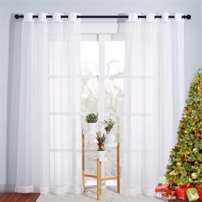 img 4 attached to 🏡 NICETOWN Sheer Curtain Panels Bedroom - Elegant Solid Voile Panels for Home Decoration (2-Pack, 54x84, White)
