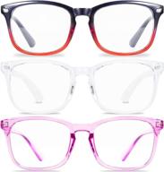 6-pack blue light blocking reading glasses: stylish 👓 square nerd eyeglasses for men and women with uv protection logo