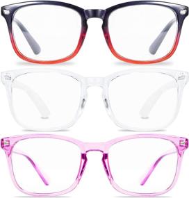 img 4 attached to 6-Pack Blue Light Blocking Reading Glasses: Stylish 👓 Square Nerd Eyeglasses for Men and Women with UV Protection