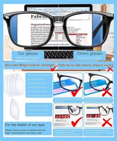 img 2 attached to 6-Pack Blue Light Blocking Reading Glasses: Stylish 👓 Square Nerd Eyeglasses for Men and Women with UV Protection