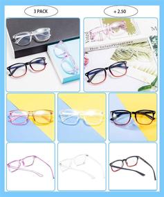 img 3 attached to 6-Pack Blue Light Blocking Reading Glasses: Stylish 👓 Square Nerd Eyeglasses for Men and Women with UV Protection
