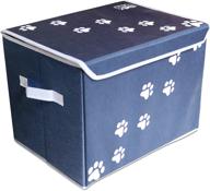 🐱 feline ruff large dog toy storage box: 16x12 inch pet toy storage basket with lid. ideal collapsible canvas bin for cat toys and accessories! logo