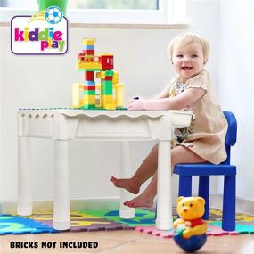 img 3 attached to 🧸 7-in-1 Multi Toddler Activity Table Set: Building Blocks Table for Kids with Chair & 2 Hanging Storage Shelves - Compatible with Building Bricks