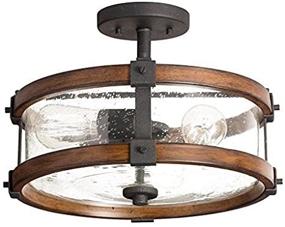 img 3 attached to 🔦 Kichler 38171 Distressed Semi Flush Mount Light Fixture, 3 Lights, in Black Metal and Wood