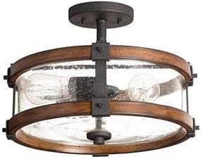 img 2 attached to 🔦 Kichler 38171 Distressed Semi Flush Mount Light Fixture, 3 Lights, in Black Metal and Wood