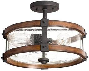 img 4 attached to 🔦 Kichler 38171 Distressed Semi Flush Mount Light Fixture, 3 Lights, in Black Metal and Wood