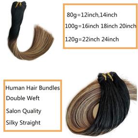 img 2 attached to 🌼 Valiilo Blonde Balayage Hair Weft Sew-in Remy Hair Extensions - Highlights Human Hair Full Head Dip Dyed Color #1B Fading to #6 and #27 Honey Blonde - 100g 20 Inch