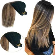 πΌ valiilo blonde balayage hair weft sew-in remy hair extensions - highlights human hair full head dip dyed color #1b fading to #6 and #27 honey blonde - 100g 20 inch logo