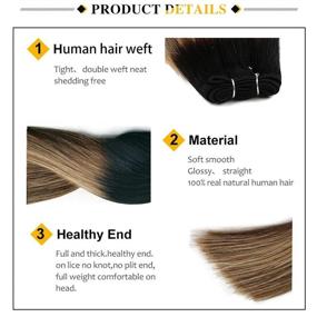 img 3 attached to 🌼 Valiilo Blonde Balayage Hair Weft Sew-in Remy Hair Extensions - Highlights Human Hair Full Head Dip Dyed Color #1B Fading to #6 and #27 Honey Blonde - 100g 20 Inch
