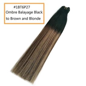 img 1 attached to 🌼 Valiilo Blonde Balayage Hair Weft Sew-in Remy Hair Extensions - Highlights Human Hair Full Head Dip Dyed Color #1B Fading to #6 and #27 Honey Blonde - 100g 20 Inch