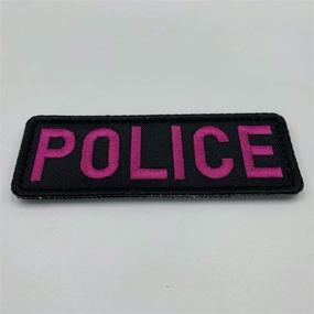 img 2 attached to 👮 uuKen Small Embroidery Fabric Pink US Police Women Officer Patch 4x1.4 inches with Hook Fastener for Jacket Vest