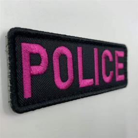 img 3 attached to 👮 uuKen Small Embroidery Fabric Pink US Police Women Officer Patch 4x1.4 inches with Hook Fastener for Jacket Vest