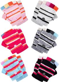 img 4 attached to 🧤 Stay Cozy and Stylish with Pairs Convertible Fingerless Gloves Mitten: Perfect Girls' Accessories for Cold Weather